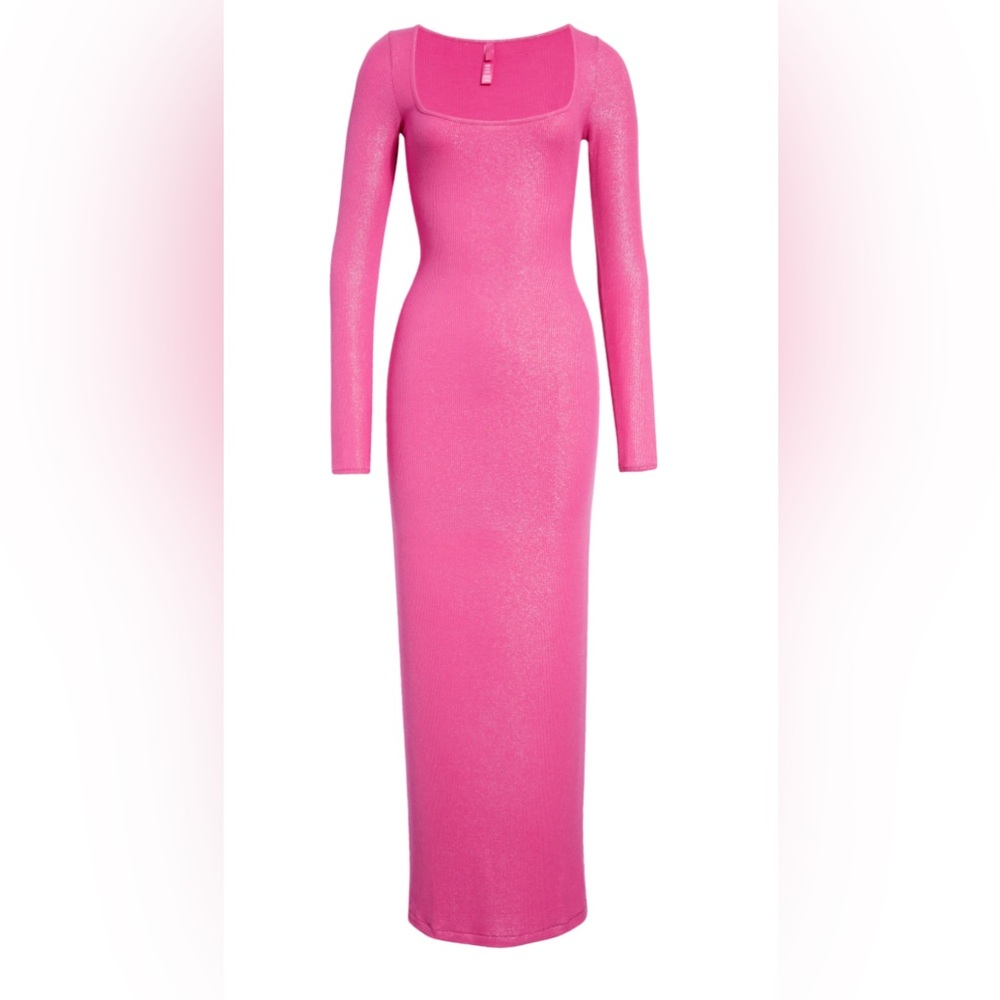 SKIMS metallic fuchsia dress
